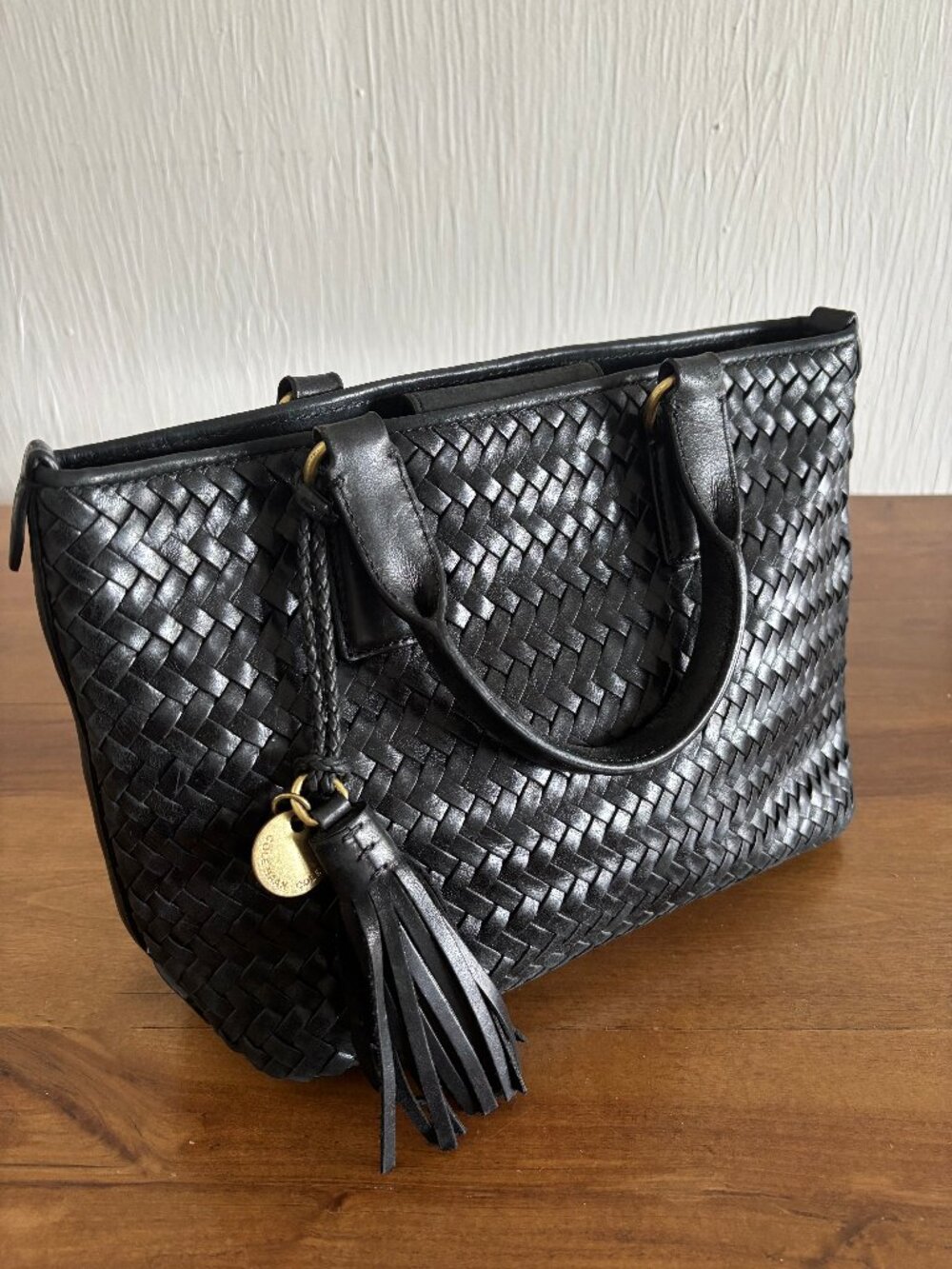 Cole Haan Black Woven leather bag